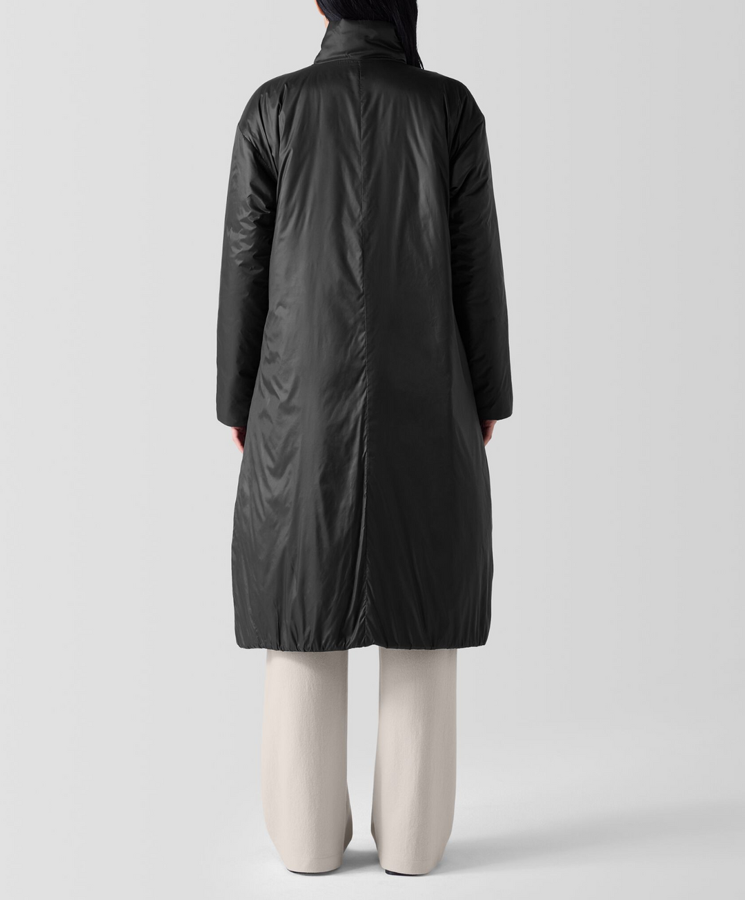 Eileen Fisher Eggshell Recycled Nylon Long Coat MSRP $428