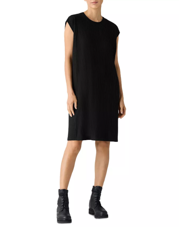 Eileen Fisher Round Neck Rib Knit Dress MSRP $178