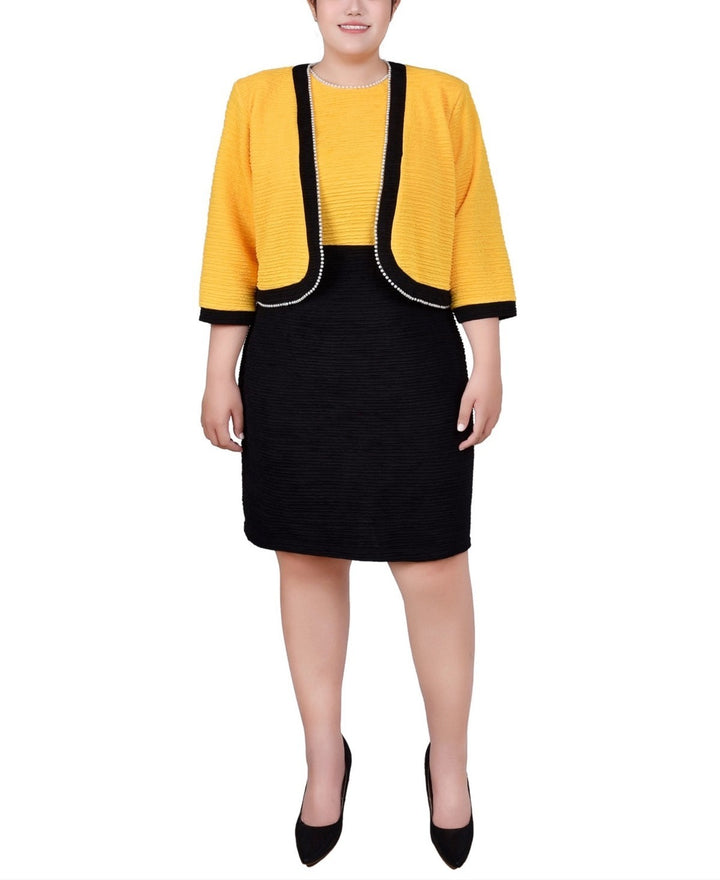 NY Collection Plus Size Textured Knit 2 Piece Dress Set MSRP $65