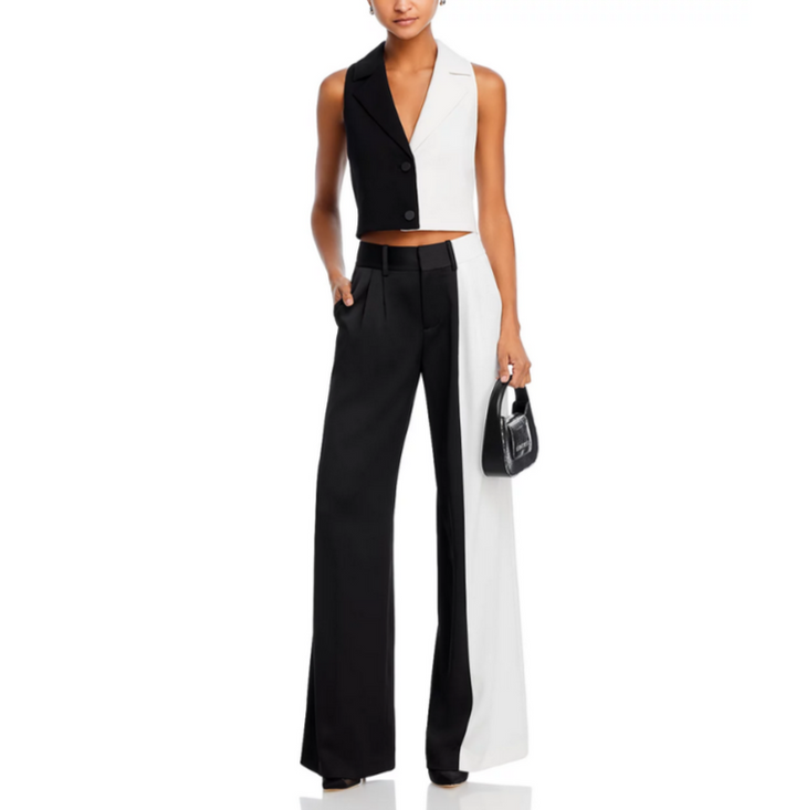 Alice and Olivia Pompey Color Block Wide Leg Pants MSRP $395