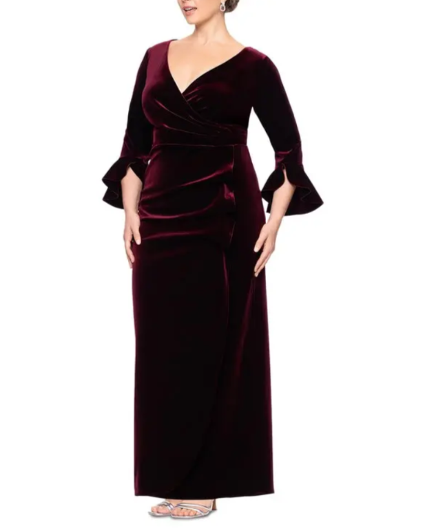 Betsy & Adam Plus Size Velvet Gown MSRP $268