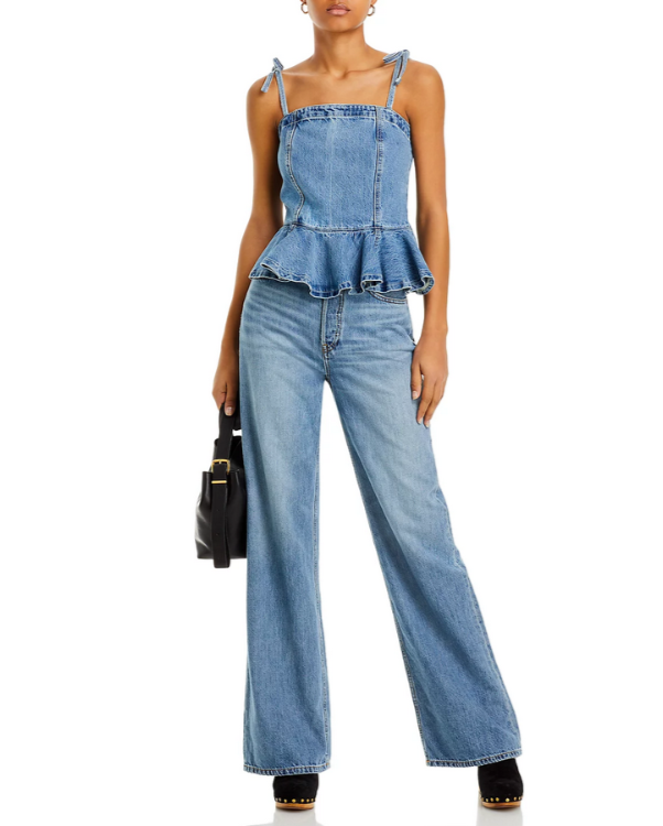RE/DONE Denim Peplum Top MSRP $295