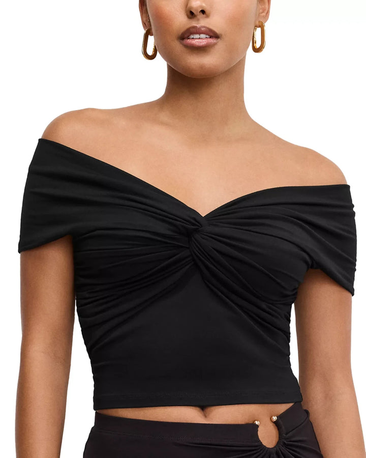 Good American Stretch Jersey Twist Off Top