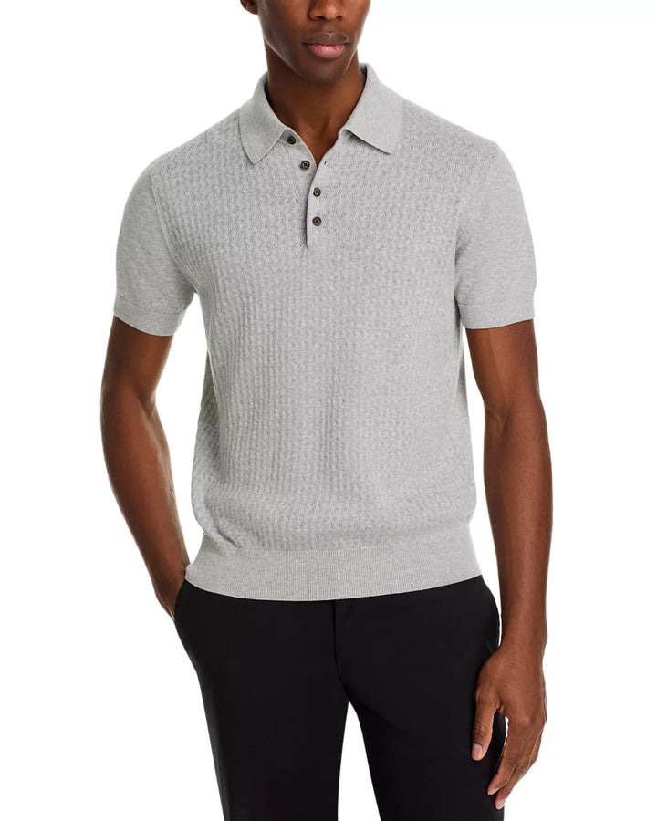 The Men's Store Pointelle Short Sleeve Sweater Polo MSRP $108