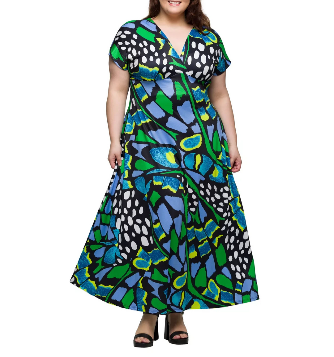 24seven Comfort Apparel Plus Size Empire Waist Maxi Dress MSRP $96.99