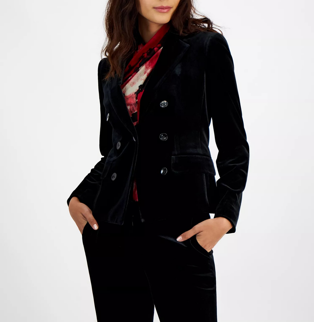 Bar III Women's Velvet One-Button Blazer MSRP $149