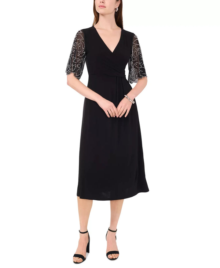 MSK Women's Sheer-Sleeve Fit & Flare Dress MSRP $89