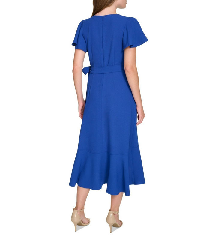 Tommy Hilfiger Women's Flutter-Sleeve Ruffle-Hem Dress MSRP $139