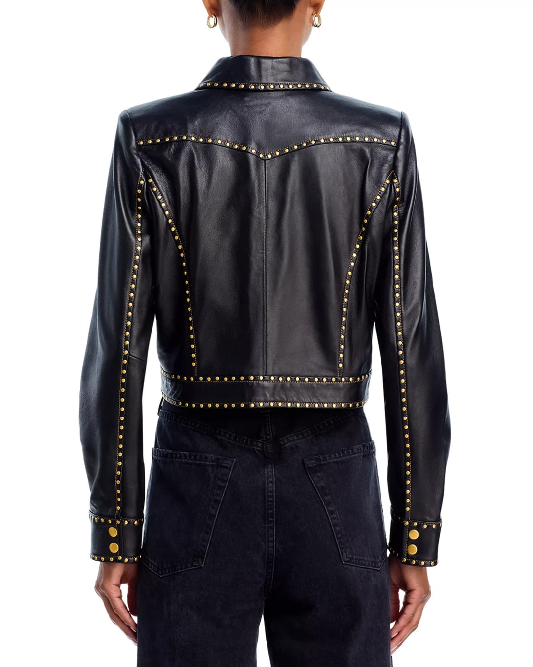 L'AGENCE Winsome Leather Crop Studded Jacket MSRP $1750