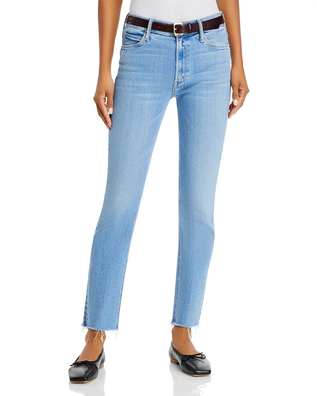 MOTHER Dazzler Mid Rise Ankle Fray Jeans MSRP $228