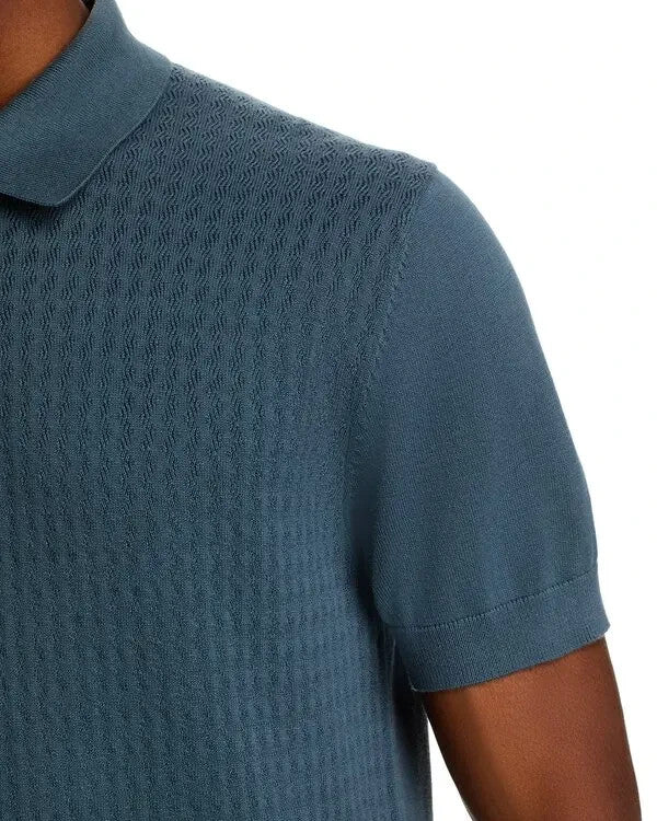 The Men's Store Pointelle Short Sleeve Sweater Polo MSRP $108