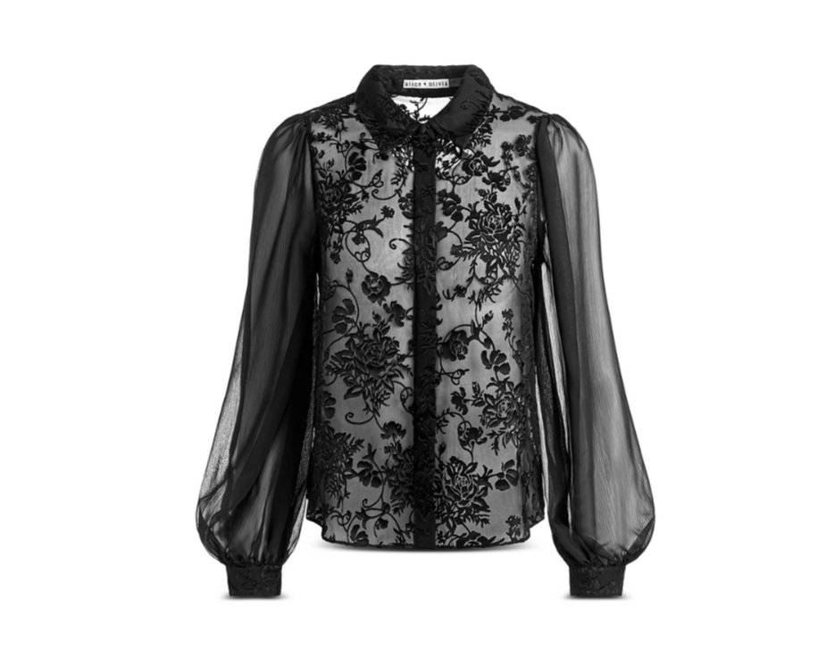 Alice and Olivia Roanne Blouson Sleeve Unlined Top MSRP $375