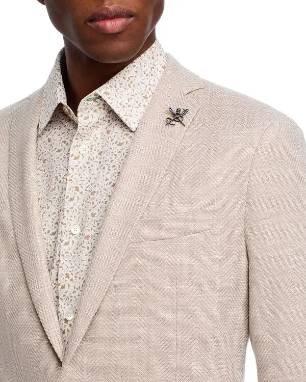 John Varvatos Star Usa Cotton & Linen Chevron Unstructured Sport Coat MSRP $598