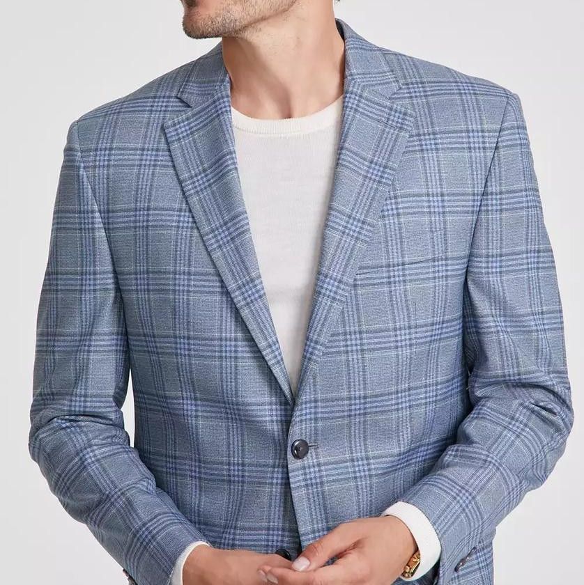 Michael Kors Men's Classic-Fit Seafoam Plaid Sport Coat MSRP $295