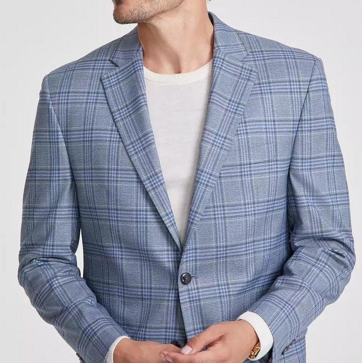 Michael Kors Men's Classic-Fit Seafoam Plaid Sport Coat MSRP $295