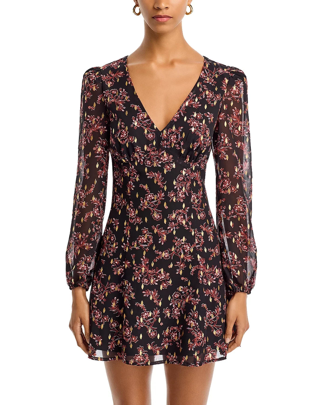 AQUA Printed Foil Dot Mini Dress MSRP $88