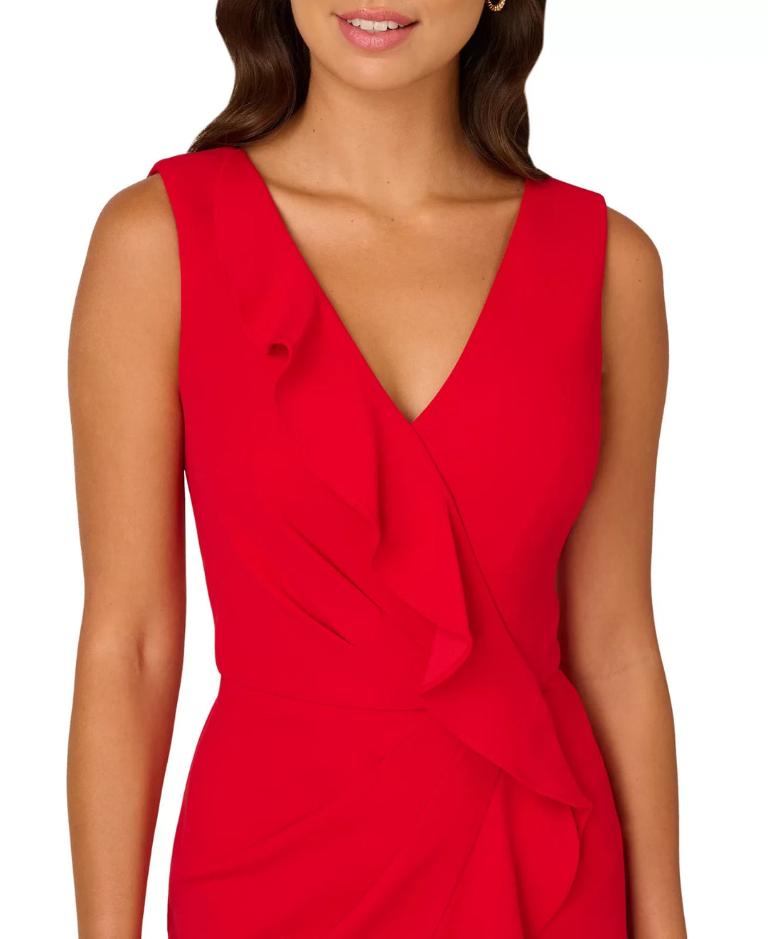 Adrianna Papell Women's Ruffle Knit Crepe Jumpsuit MSRP $179