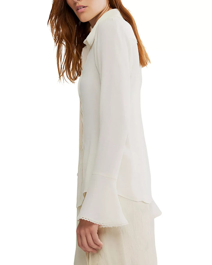 Free People Melrose Lace Trim Blouse MSRP $128