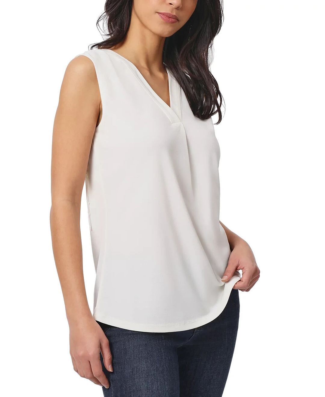 Jones New York Crepe Sleeveless V-Neck Top MSRP $49
