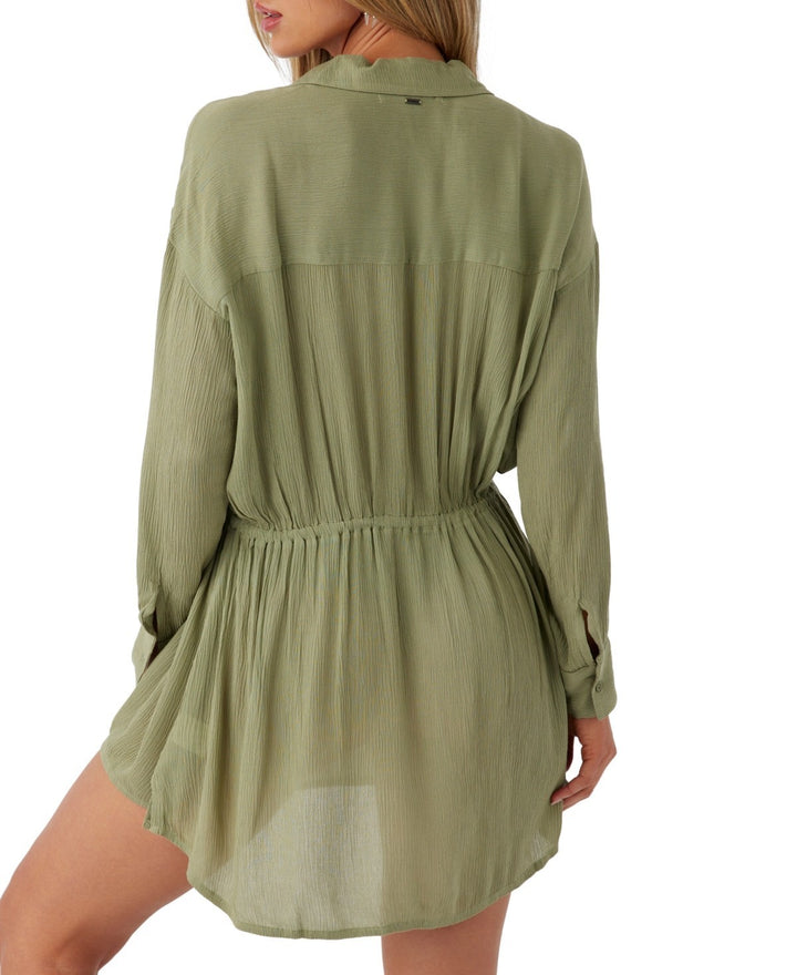 O'Neill Juniors' Spread-Collar Long-Sleeve Tunic Cover-Up MSRP $59