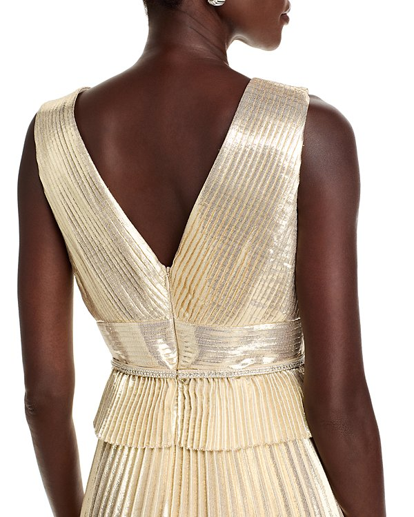 Self-Portrait Metallic Pleated Gown MSRP $585