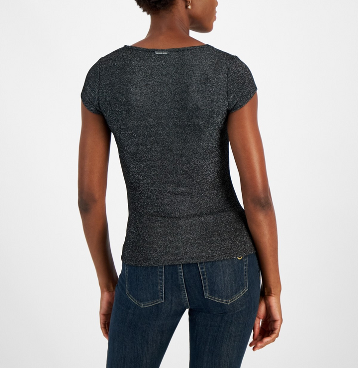 MICHAEL Michael Kors Metallic Cap-Sleeve Top MSRP $78