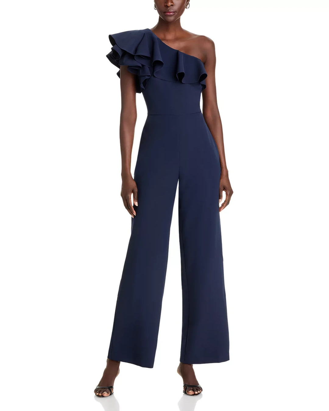 Eliza J One Shoulder Ruffle Jumpsuit MSRP $158