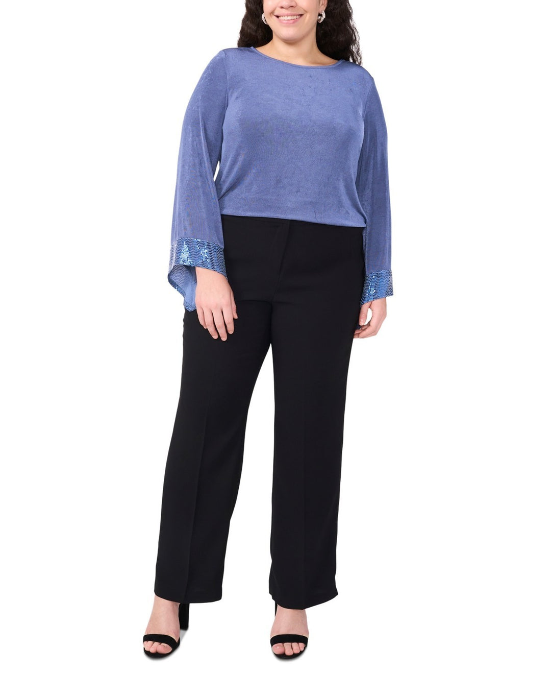 MSK  Jersey-Knit Contrast-Cuff Long-Sleeve Top MSRP $69
