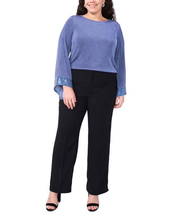 MSK  Jersey-Knit Contrast-Cuff Long-Sleeve Top MSRP $69