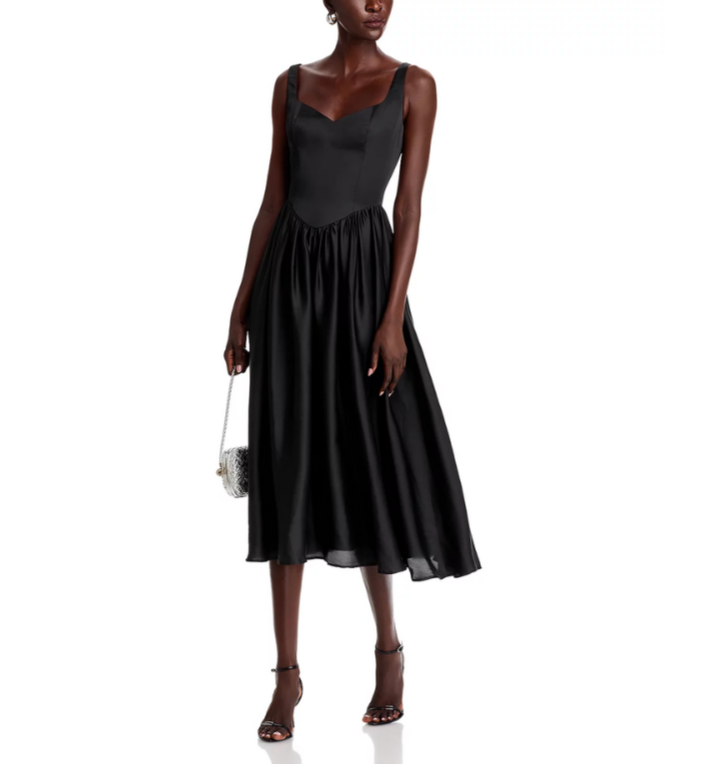 AQUA Satin Organza Midi Dress MSRP $118