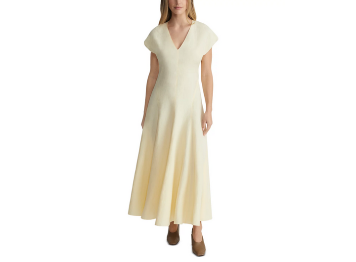 Lafayette 148 New York V Neck Flared Maxi Dress MSRP $1298