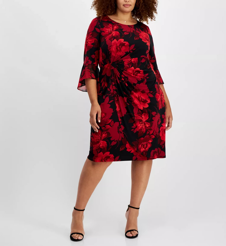 Connected Plus Size Round-Neck 3/4-Sleeve Sheath Dress MSRP $89