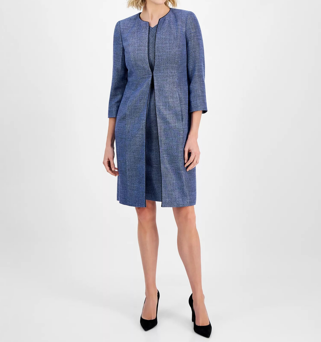 Kasper Women's Piping-Trim Tweed Topper Jacket MSRP $149