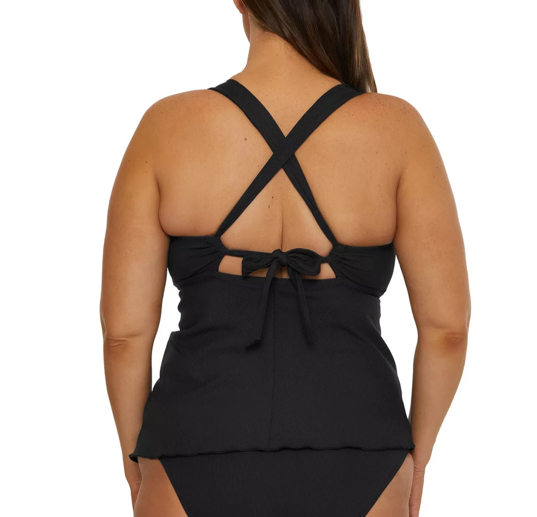 Becca Plus Size Modern Edge Rib Multi-Way Tankini Top MSRP $98