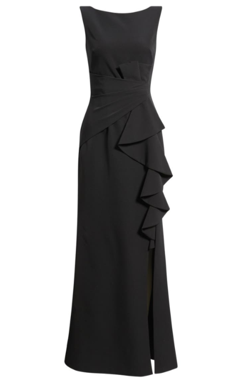 Eliza J Ruffled Sleeveless Gown MSRP $198