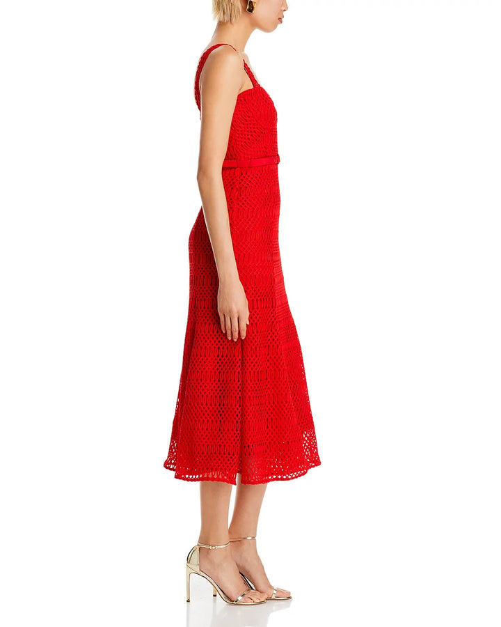 Self-Portrait Lattice Lace Midi Dress MSRP $555