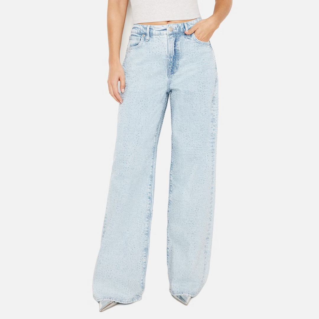 Good American Good Ease Sequinned Denim Jeans MSRP $259