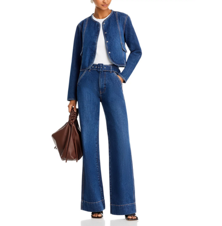 Veronica Beard Taylor High Rise Wide Leg Jeans MSRP $328