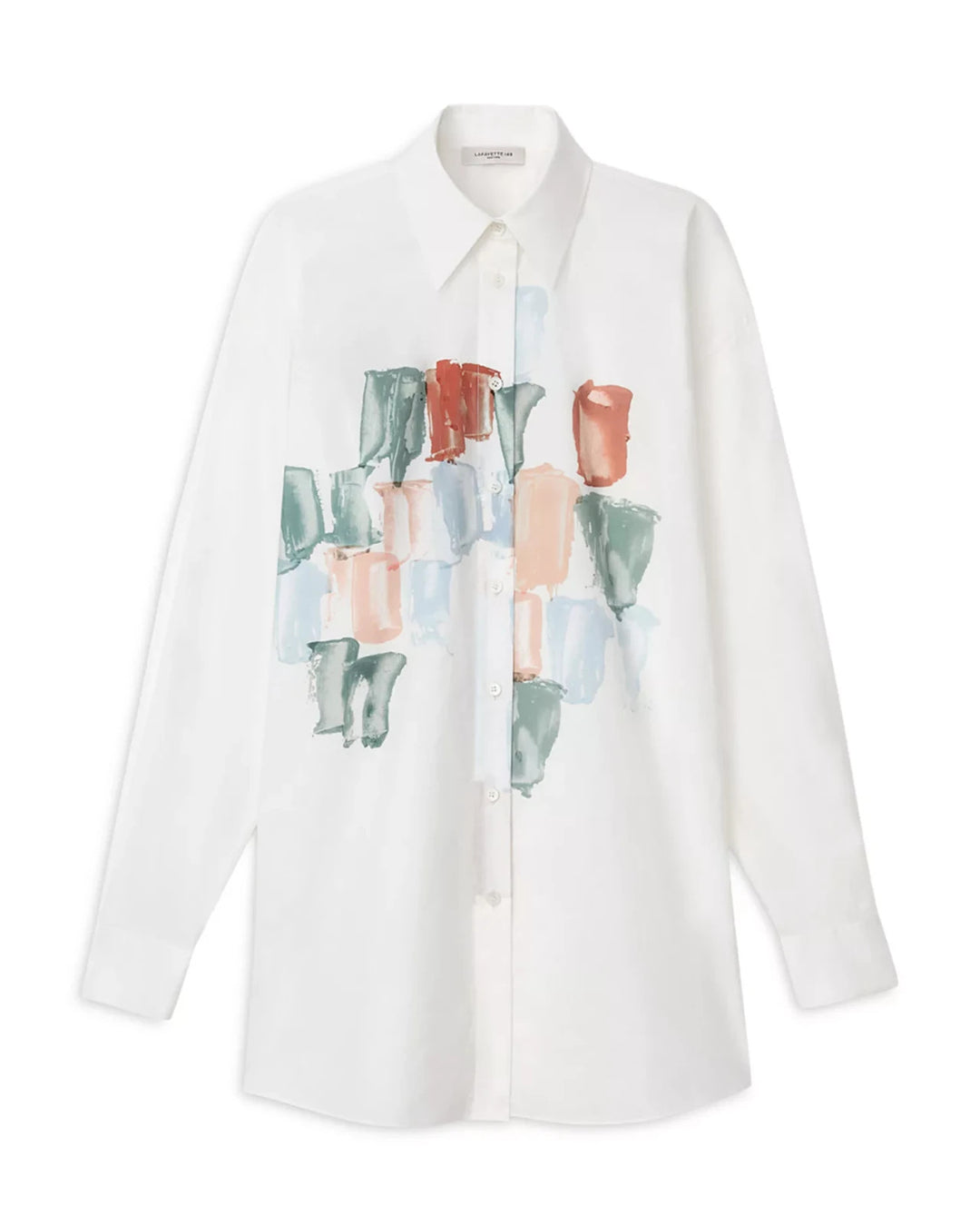 Lafayette 148 New York Printed Button Front Shirt MSRP $798