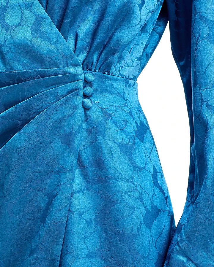 AQUA Satin Wrap Front Long Sleeve Mini Dress MSRP $88