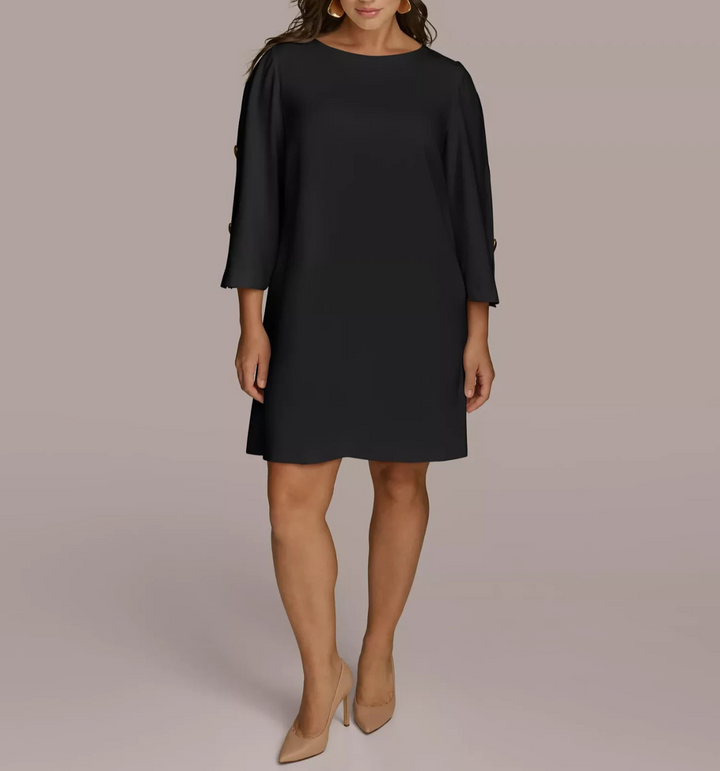 Donna Karan New York Petite Boat-Neck Embellished-Split-Sleeve Dress MSRP $159