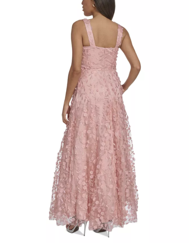 Eliza J Floral Appliquéd V Neck Gown MSRP $318