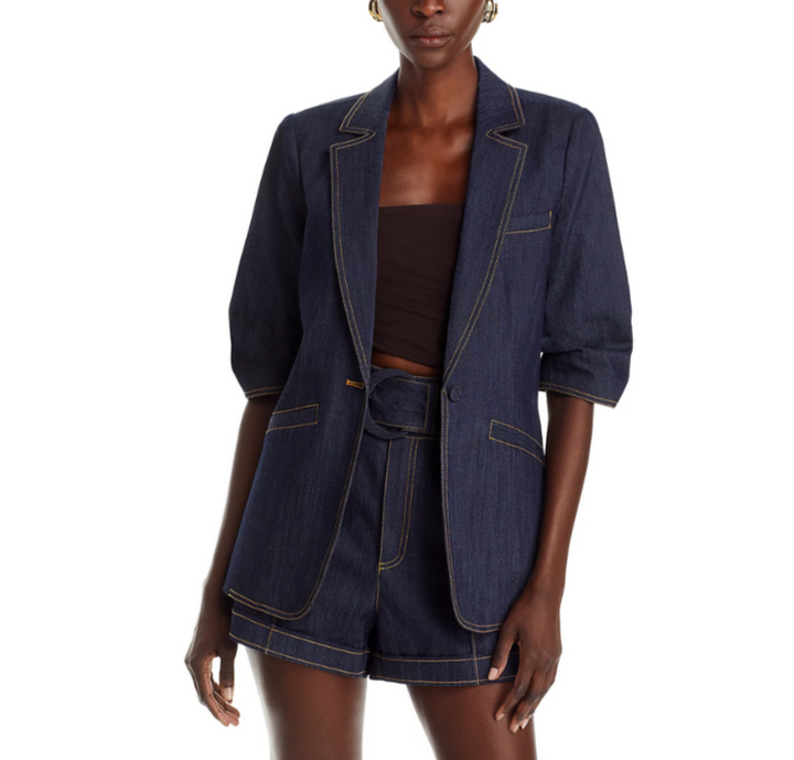 Cinq à Sept Khloe Short Sleeve Denim Blazer MSRP $385