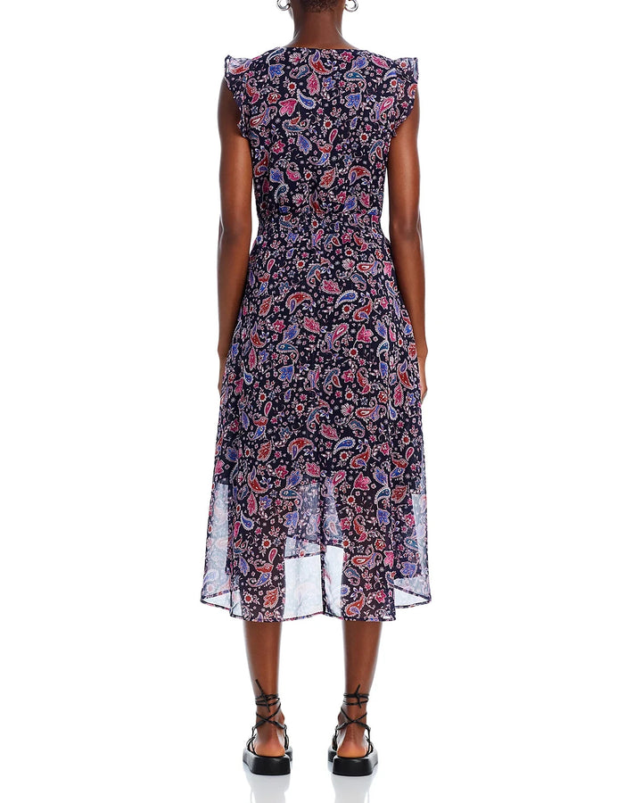 AQUA Flutter Cap Sleeve Midi Dress MSRP $118