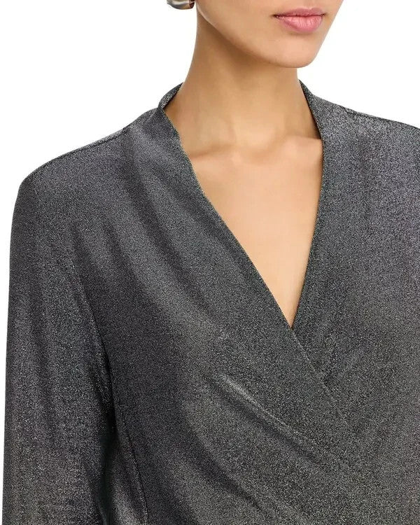 Status by Chenault Long Sleeve Metallic Top MSRP $68