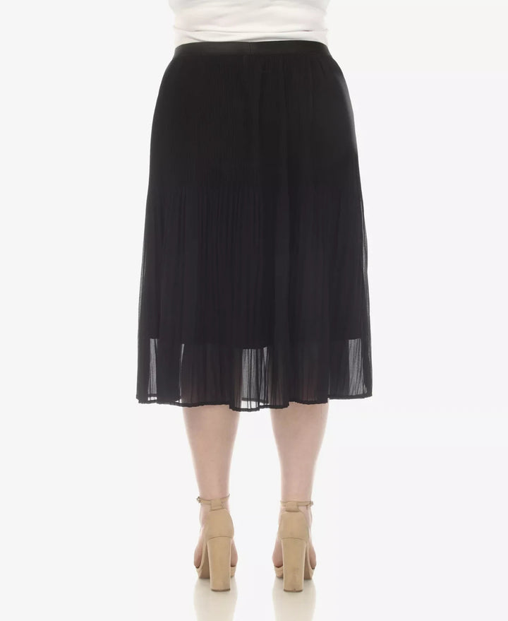 White Mark Plus Size Pleated Chiffon Midi Skirt MSRP $64