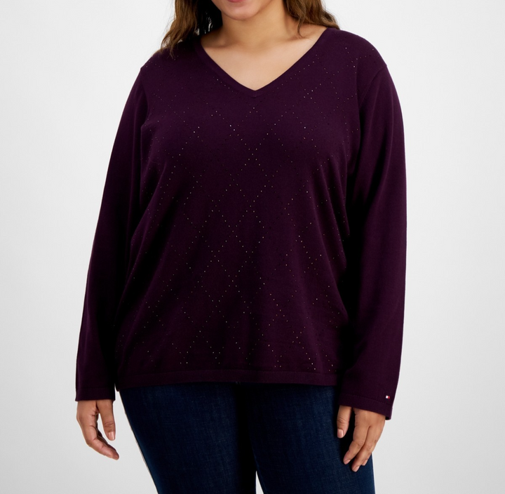 Tommy Hilfiger Rhinestone Pullover Sweater MSRP $79.50