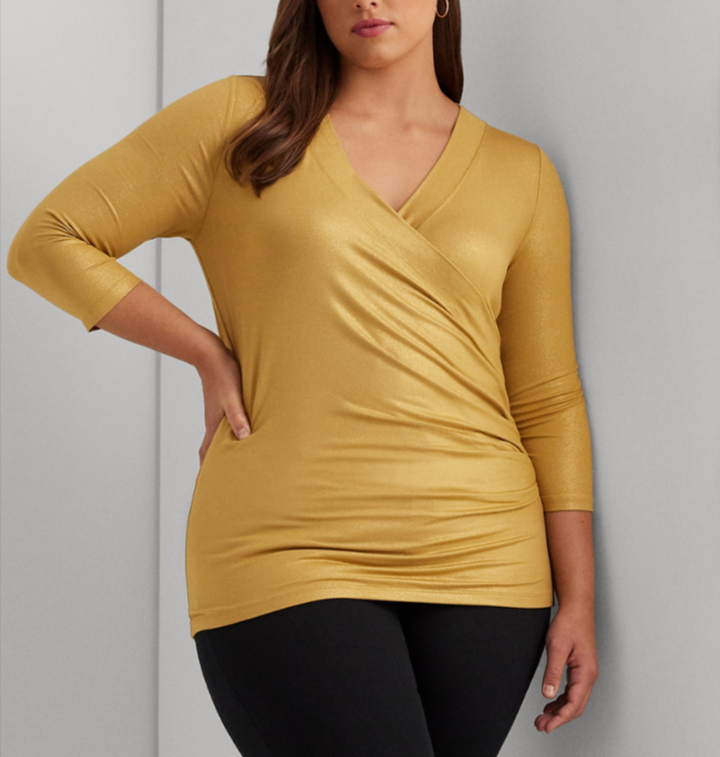 Lauren Ralph Lauren Plus Size Shimmer Surplice Top MSRP $89