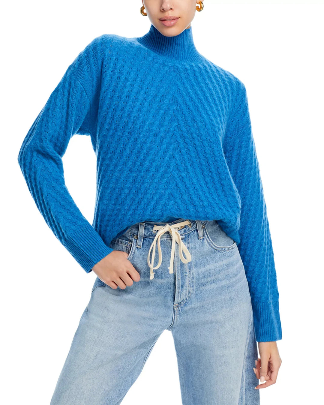 C by Bloomingdale's Cashmere Drop Shoulder Waffle Sweater MSRP $198