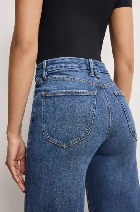 Good American Good Waist High Rise Cropped Palazzo Jeans MSRP $169